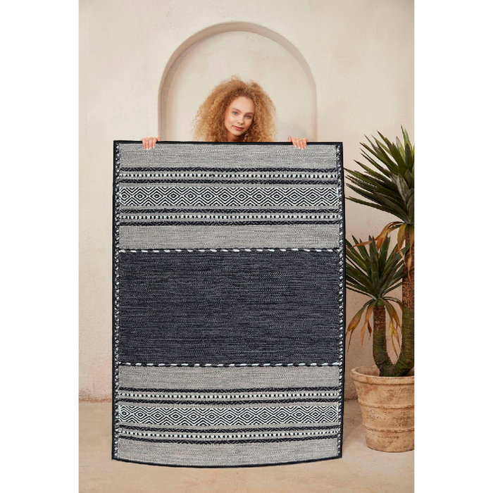 Conceptum Alfombra de Algodón 100% 80 x 50 cm Blanco, Gris y Negro